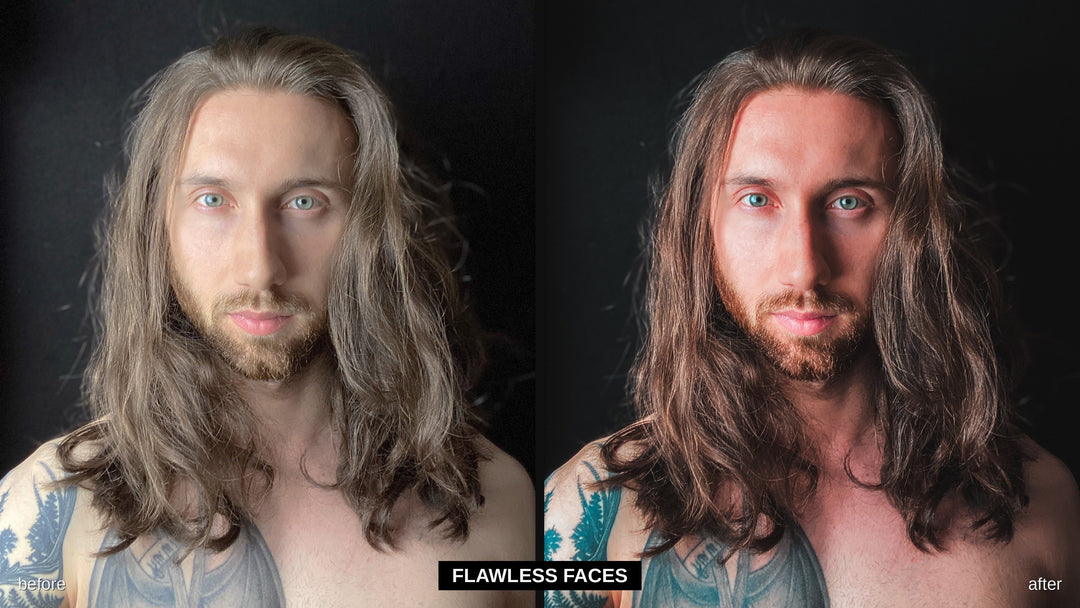 Flawless Faces - iPhone Pro Lightroom preset before and after
