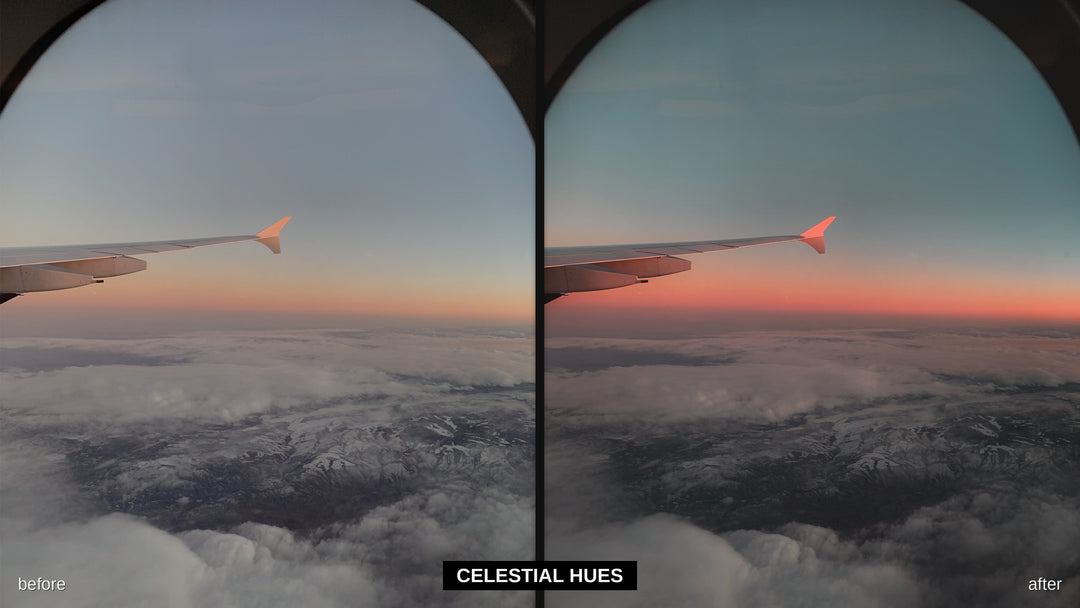 Celestial Hues - iPhone Pro Lightroom preset before and after