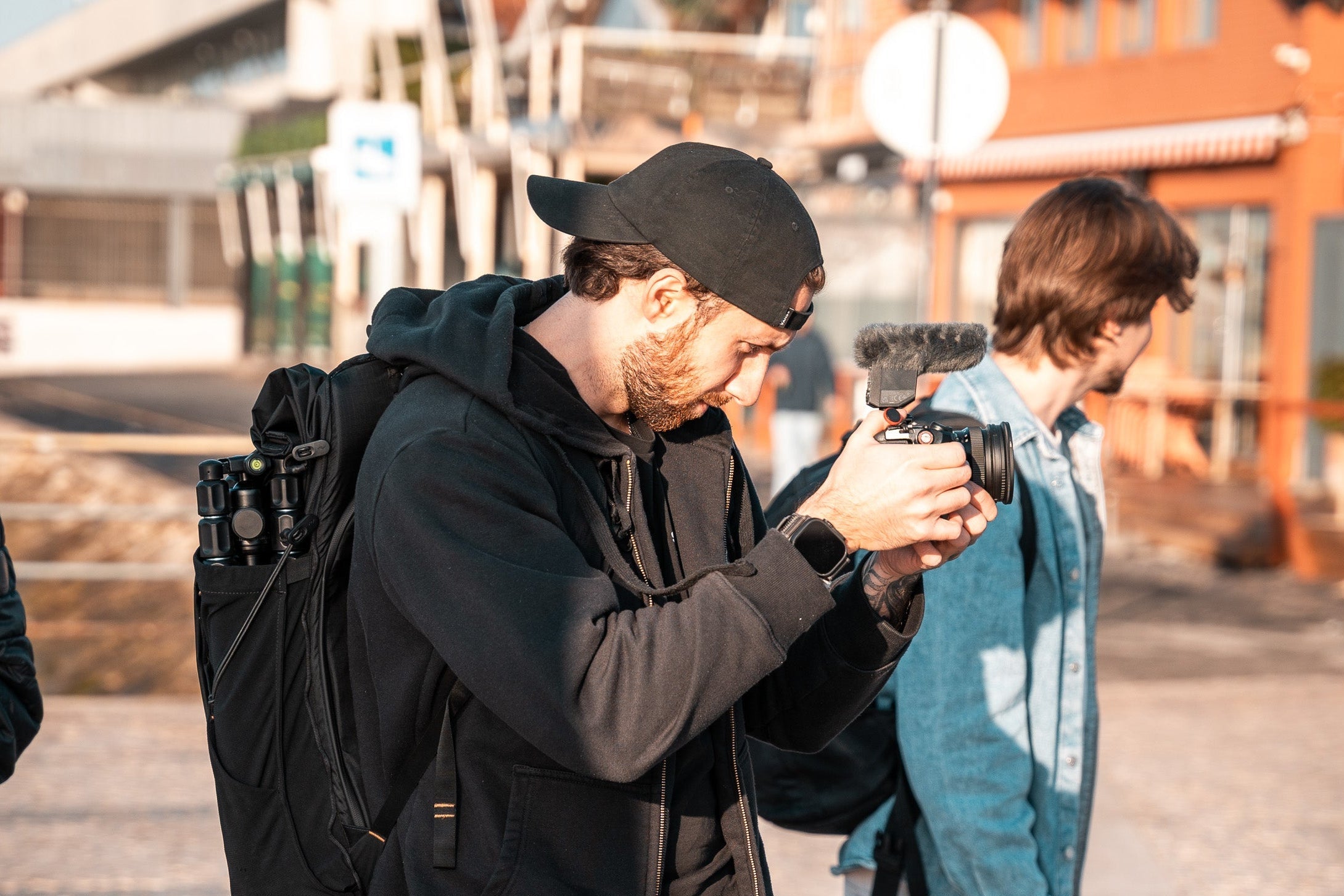 Patrick Putzker filming in action at an event, Lisbon
