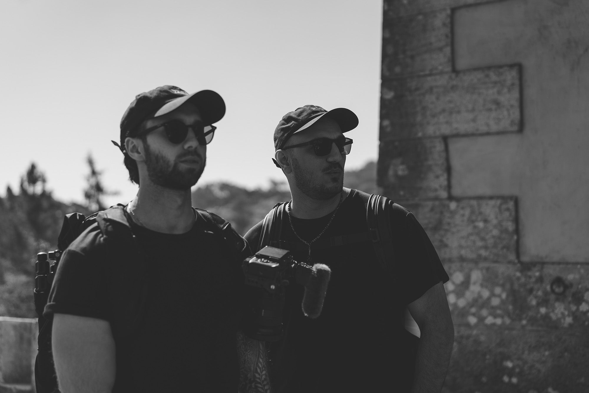 Patrick Putzker and business partner, black and white portrait