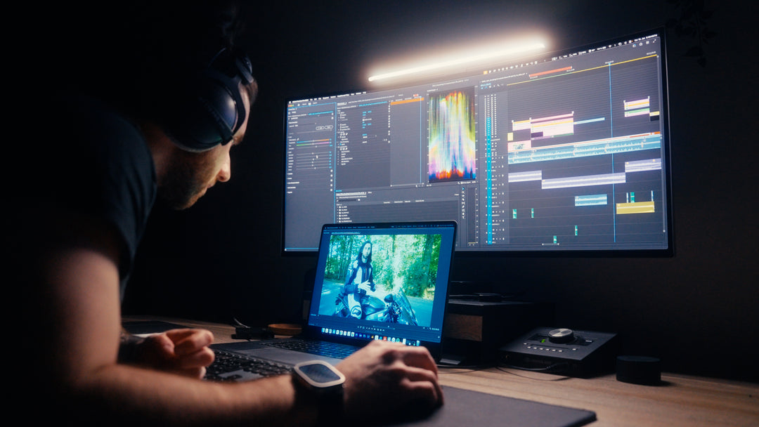 Patrick Putzker editing video in the dark, Chiang Mai