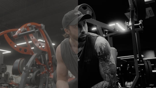 PP Core LUT Pack noir preset applied to gym footage - cinematic black and white grade